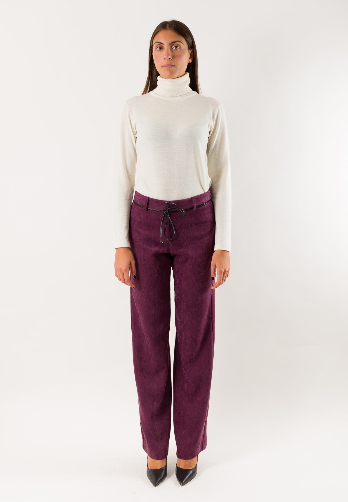 Mesange AI26616 pantaloni dritti con cintura